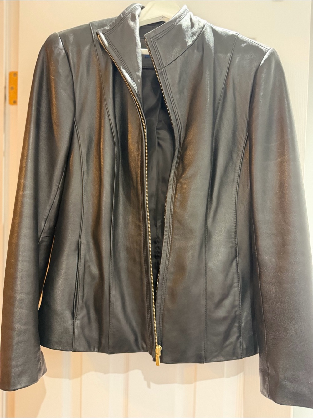 Cole Haan Black Leather Zip Jacket
